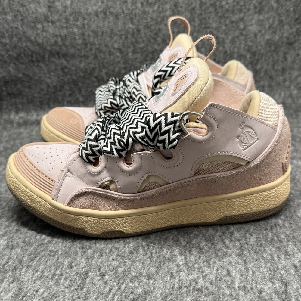 Lanvin Curb Sneakers Womens Sz 8 EU 38 Pink Cream Made In Italy Leather - Picture 5 of 12